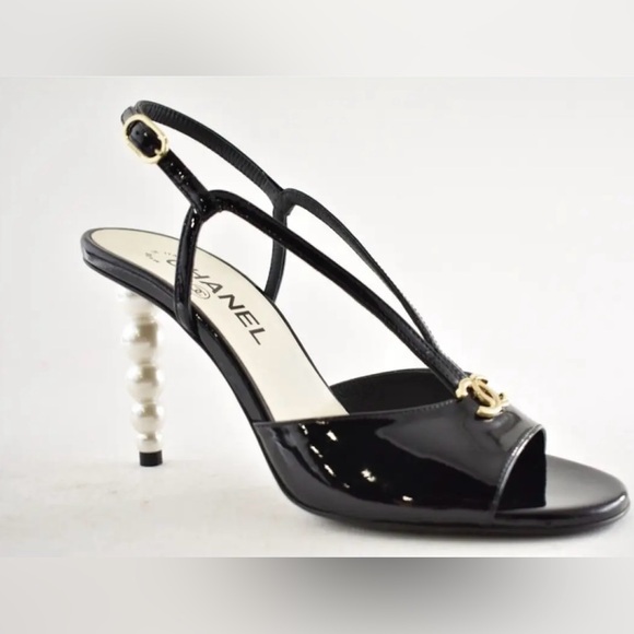 CHANEL Shoes - Authentic Chanel Patent leather pearl heels
